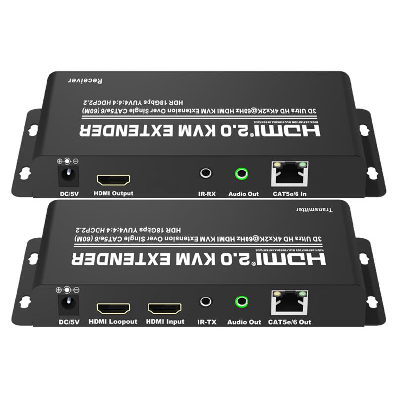 HDMI 2.0 KVM Extender 60m över Single CAT5e / 6 stödjer Ultra HD 4Kx2K @ 60Hz HDCP2.2