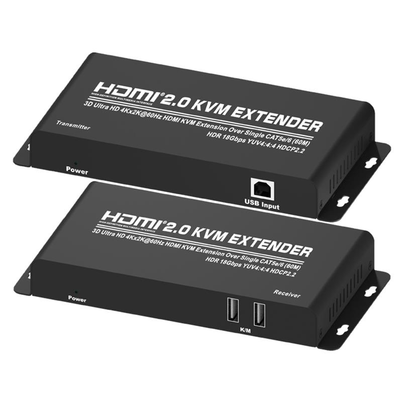 HDMI 2.0 KVM Extender 60m över Single CAT5e / 6 stödjer Ultra HD 4Kx2K @ 60Hz HDCP2.2