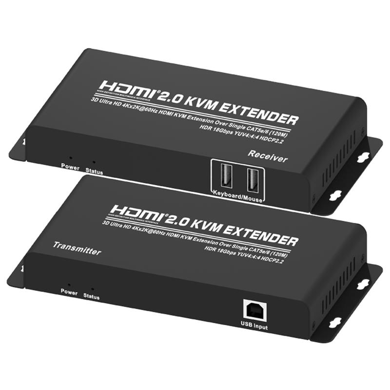 HDMI 2.0 KVM Extender 120m över Single CAT5e / 6 stödjer Ultra HD 4Kx2K @ 60Hz HDCP2.2