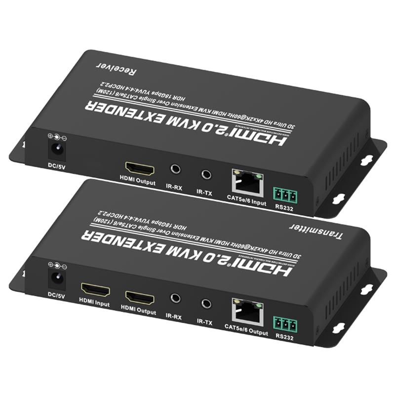 HDMI 2.0 KVM Extender 120m över Single CAT5e / 6 stödjer Ultra HD 4Kx2K @ 60Hz HDCP2.2