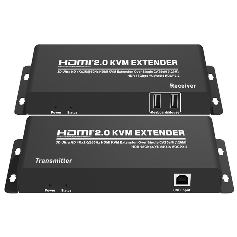 HDMI 2.0 KVM Extender 120m över Single CAT5e / 6 stödjer Ultra HD 4Kx2K @ 60Hz HDCP2.2