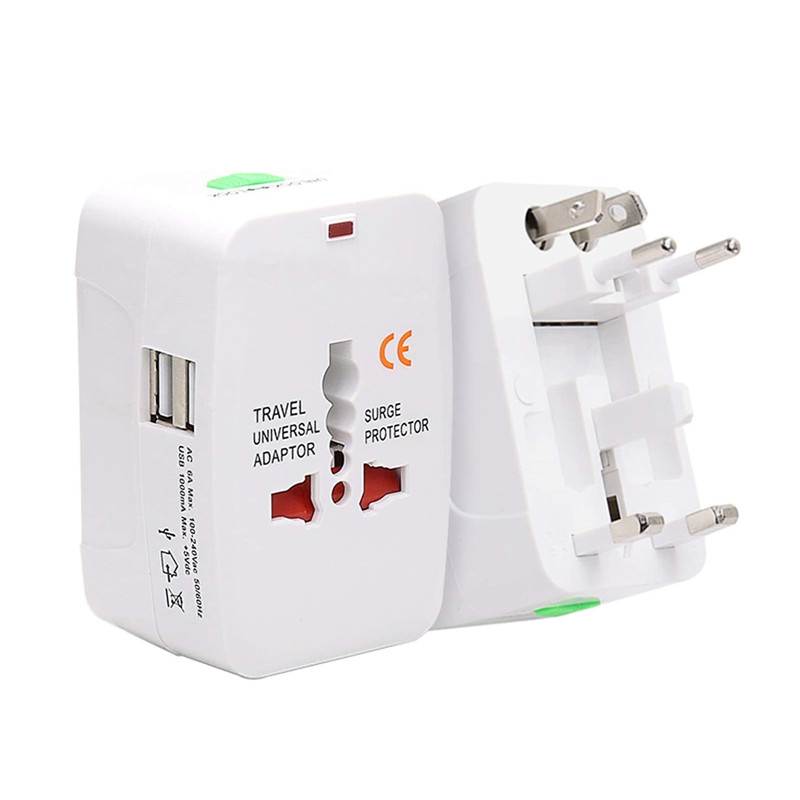 RRTRAVEL 931D Worldwide Travel Power Adapter, Universal Travel Adapter AC Power Plug Adapter with Dual USB Ports for USA EU UK AUS Cell Phone Laptop Covers 150+ Länder