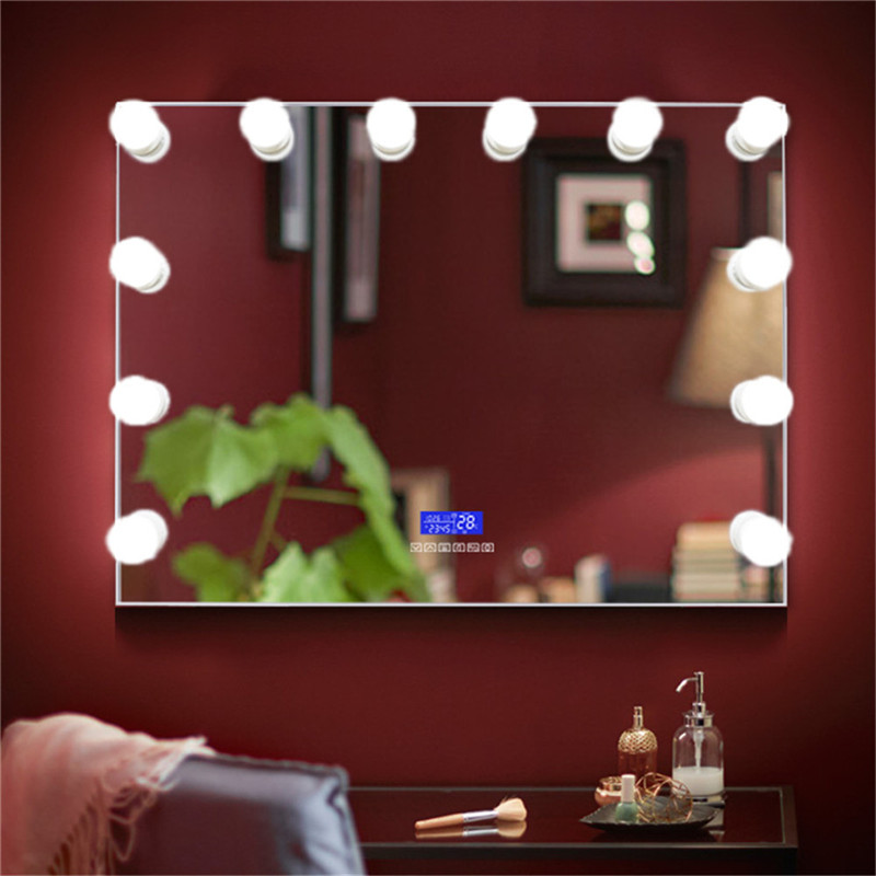 Dekorativ skönhet Vanity Touch Screen Bluetooth Mirror Wall-monterad Hollywood fåfänga spegel