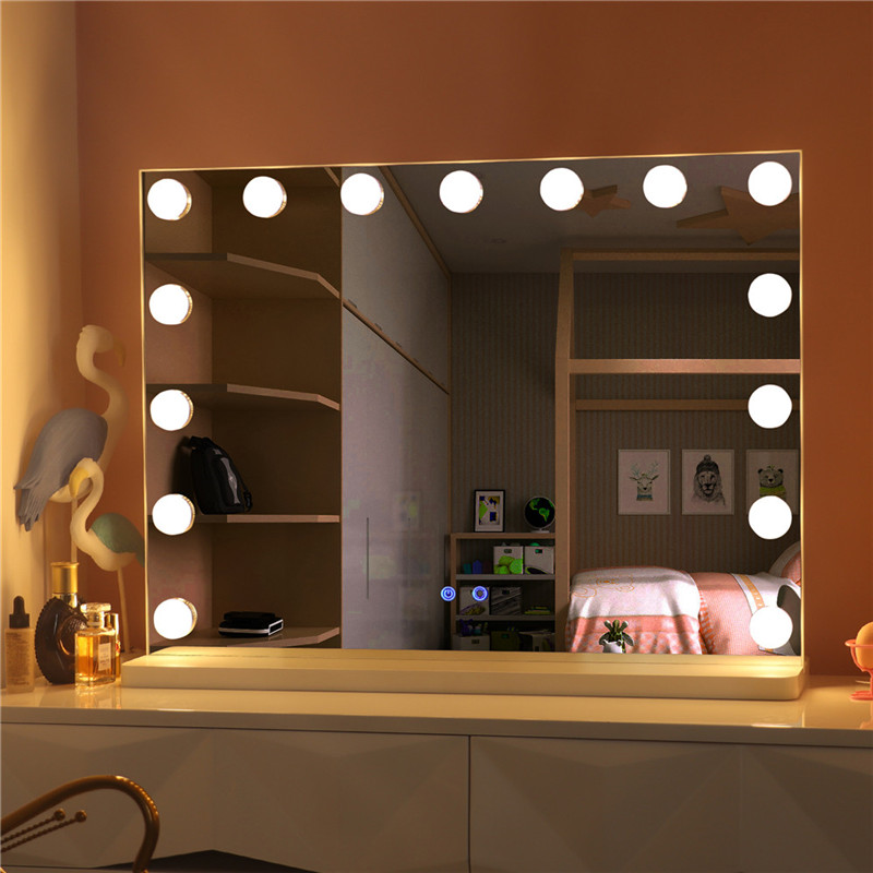 Stort desktop Hollywood Makeup Vanity Mirror med lökar Led Lighted Makeup Dressing Mirror