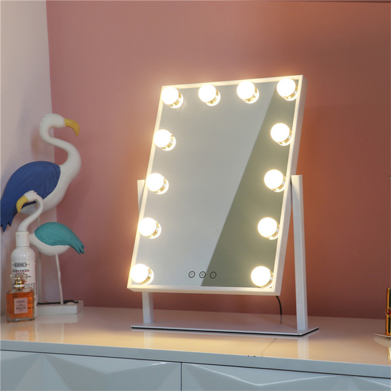 Bord 360 grad Rotation upplyst Bulbs Bedroom lett fåfänga flicka Hollywood makeup spegel