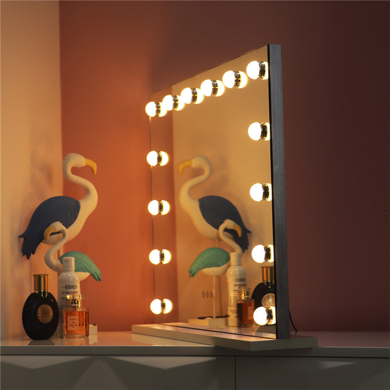Spegel från White Large Desktop Hollywood med 14PCS Lighted Bulbs Makeup Vanity Dressing