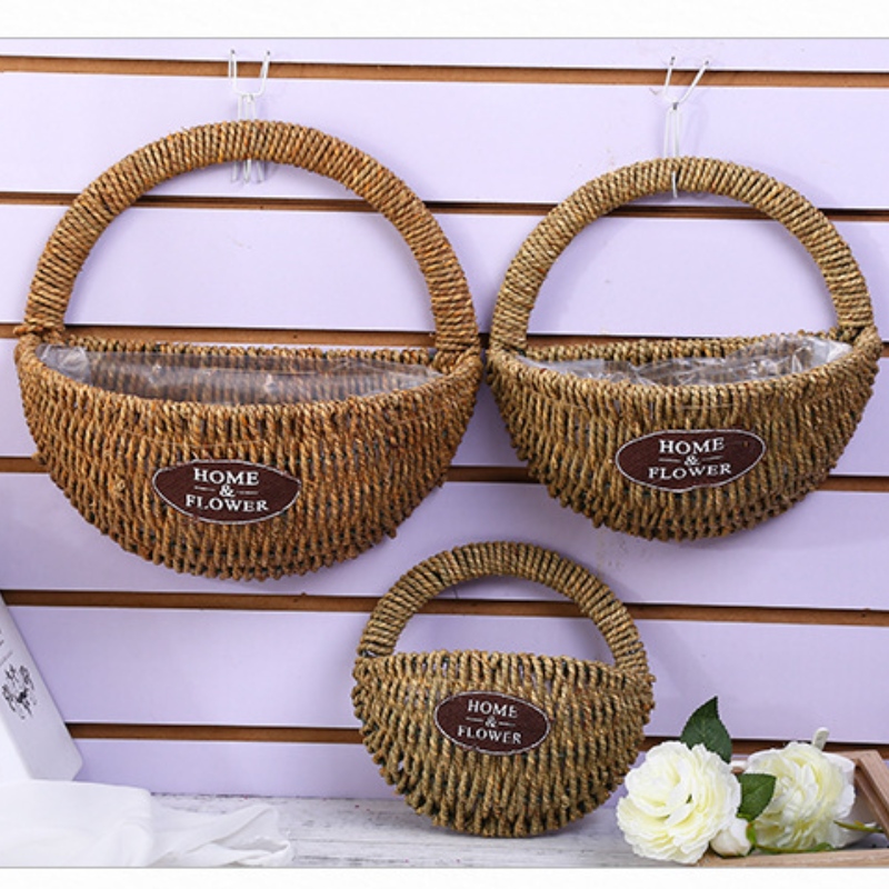 Uppsättning av 3 heminredning Seagrass Flower Basket