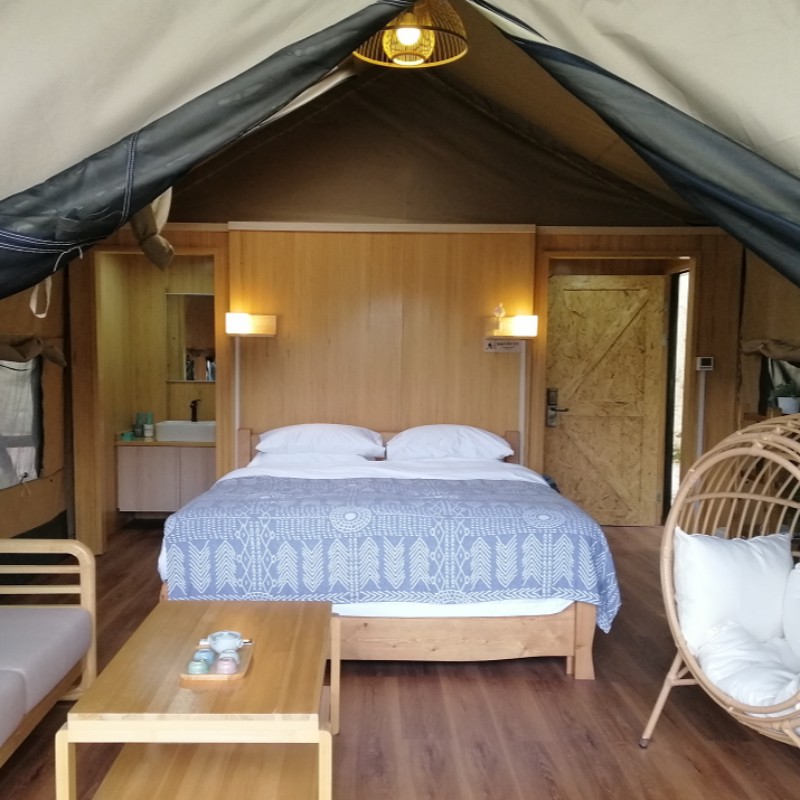 Fabrik för varmförsäljning Vattensäker PVC och Canvas Luxry Safari Glamping Tent för Camp