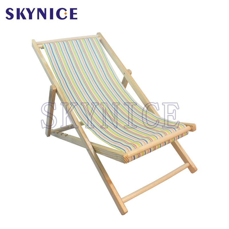 Hopfällbar Wood Beach Sling Deck Stol
