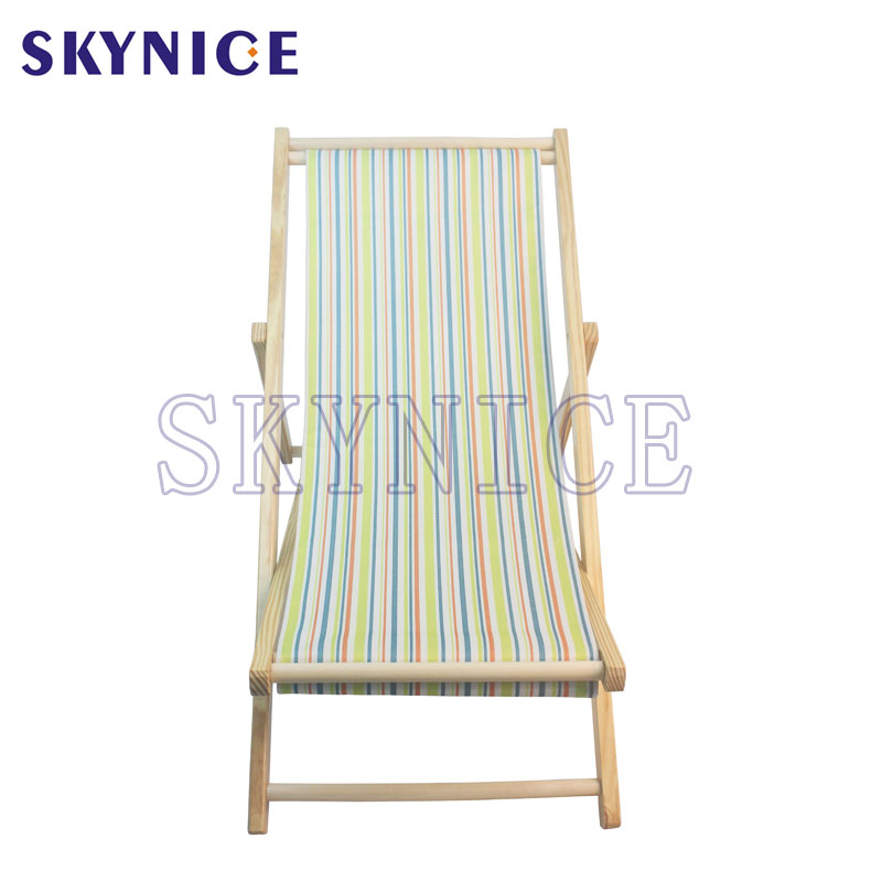Hopfällbar Wood Beach Sling Deck Stol