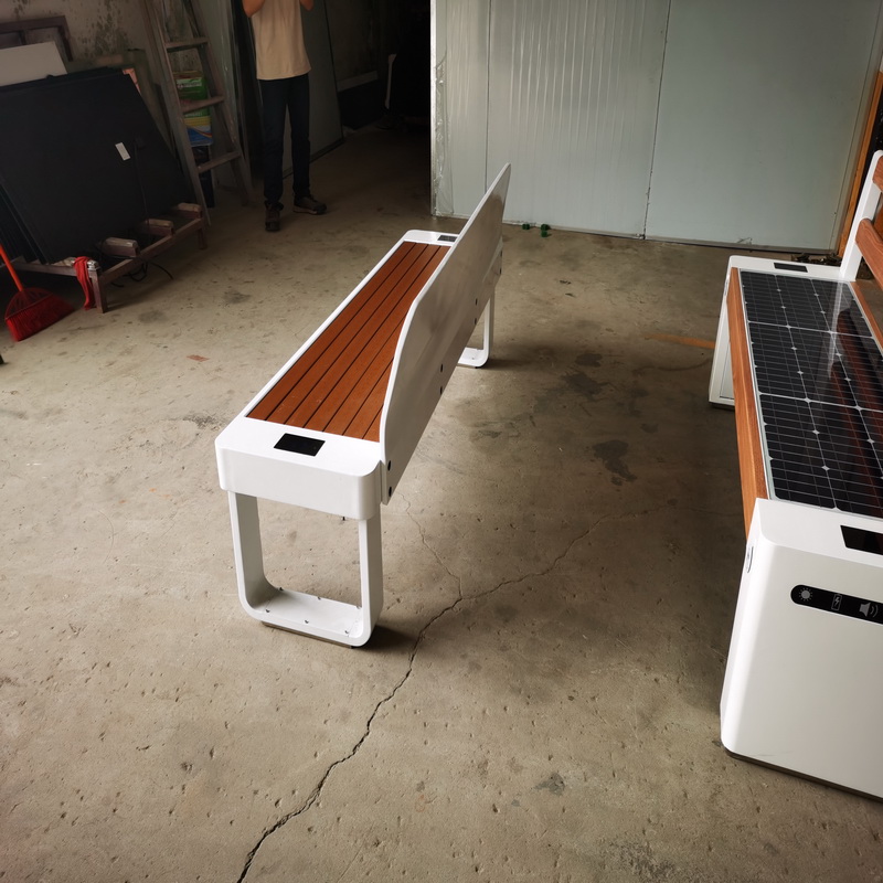 Snabbförsäljning av Bluetooth Smart Wifi-USB-minne som laddar Gray Color Solar Bench för Park