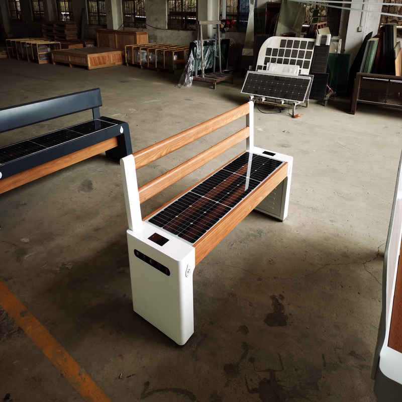 Snabbförsäljning av Bluetooth Smart Wifi-USB-minne som laddar Gray Color Solar Bench för Park
