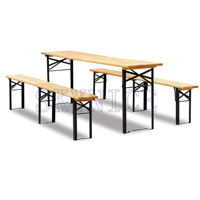 Pine Wood Outdoor Beer Furniture Table and Chairs Set