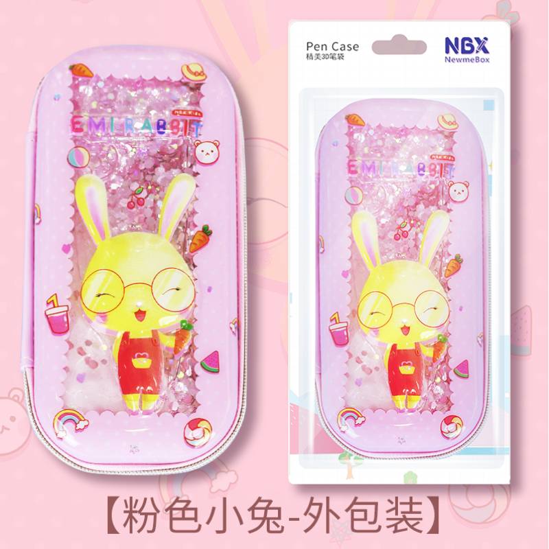 Pink Rabbit High-kapacitet Glitter School Student Pencil Bag