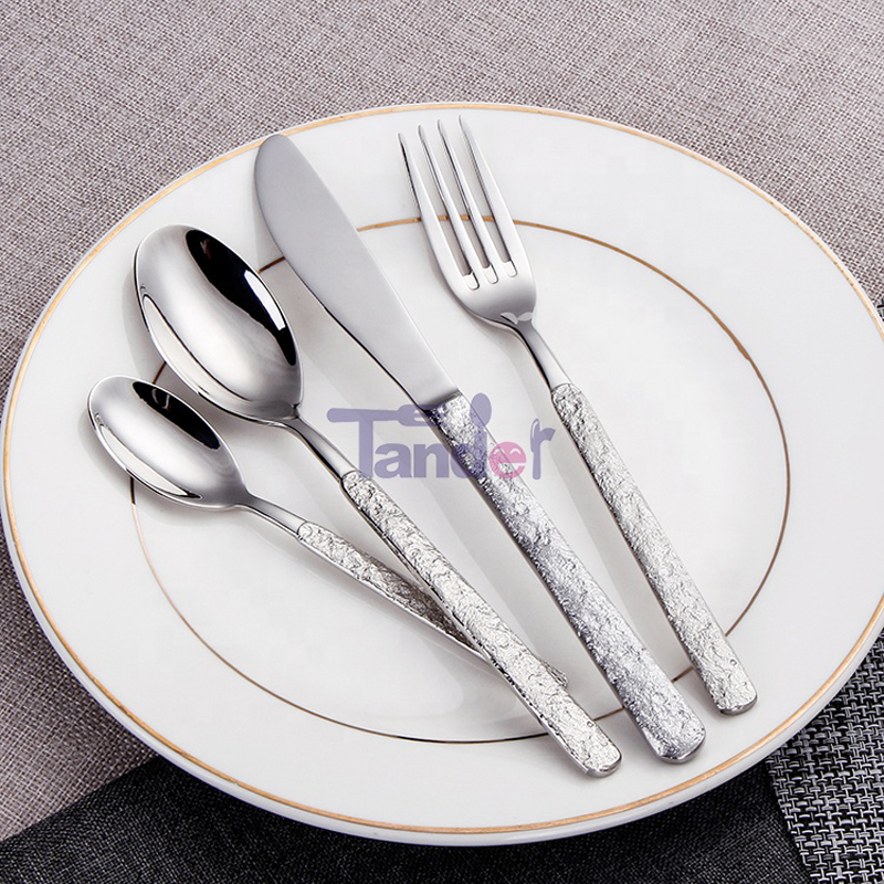 Rostfritt stål bestick Elegant grov textur Handtag Unik bestick Set