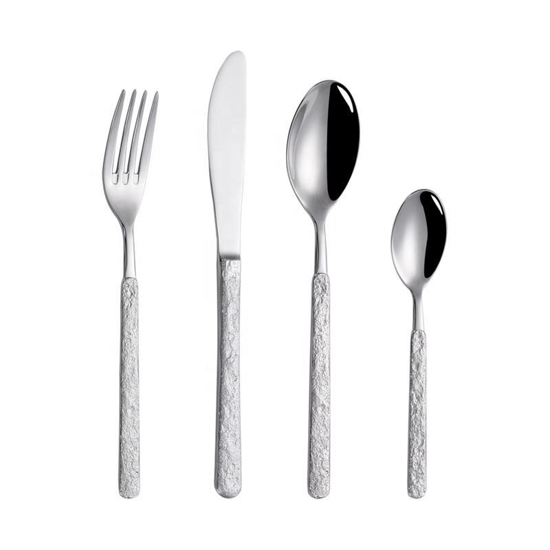 Rostfritt stål bestick Elegant grov textur Handtag Unik bestick Set