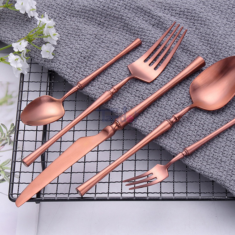 europeisk besteck pvd-beläggning rostfritt stål bröllop bestick metall rosguld bestick set
