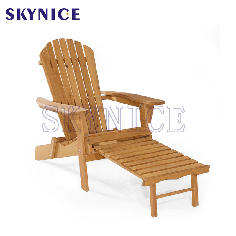 Garden Beach Chair Wood Adirondack Stol Med Fot
