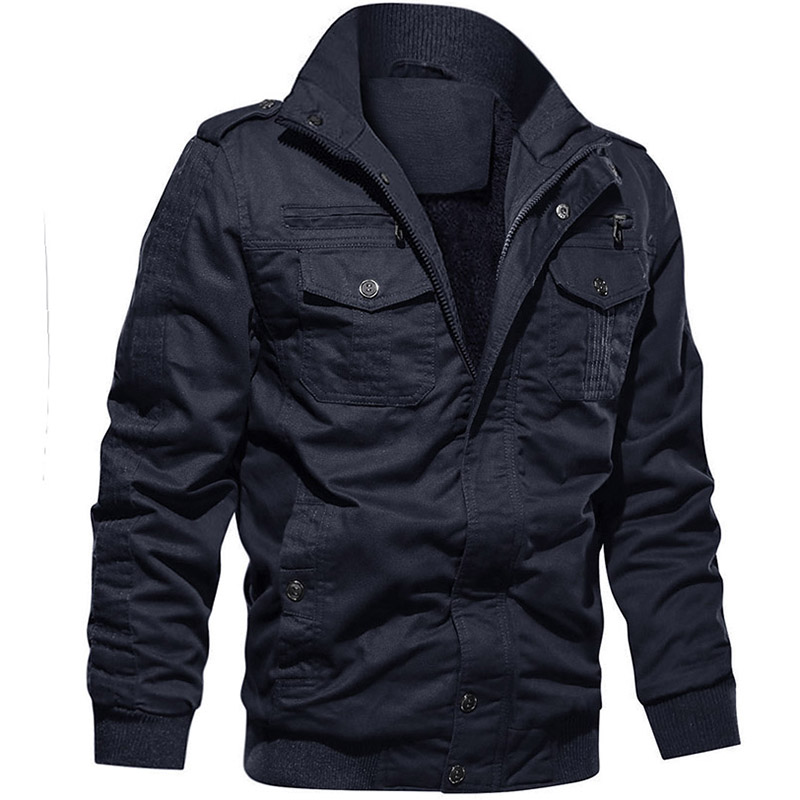 Fet pilot Jacket Man Mode Egen Plus Size Bomber Fleece Winter Coat Värme