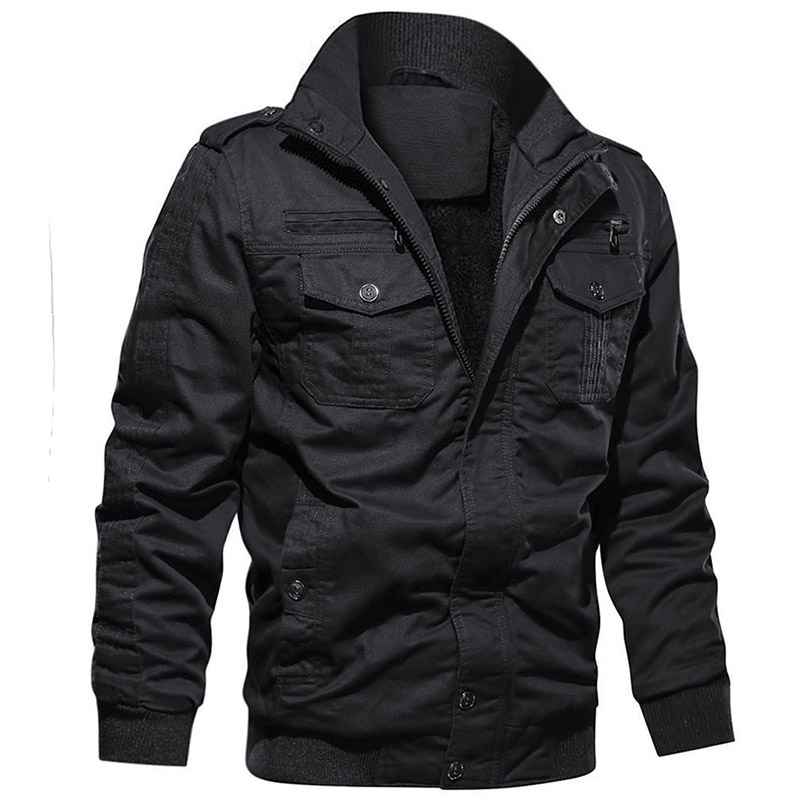 Fet pilot Jacket Man Mode Egen Plus Size Bomber Fleece Winter Coat Värme