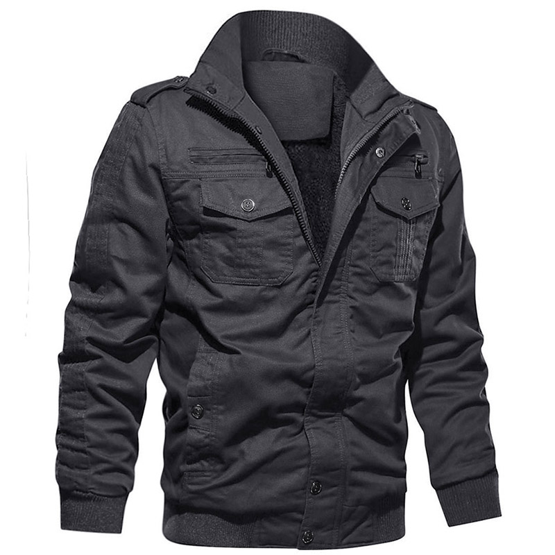 Fet pilot Jacket Man Mode Egen Plus Size Bomber Fleece Winter Coat Värme