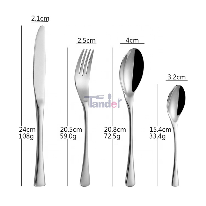 Grossist Gold Silver Silverware 18/8 Golden Western Customs Logo Flatbware Stainless Steel Metal Hotel Restaurang Cutlery Set