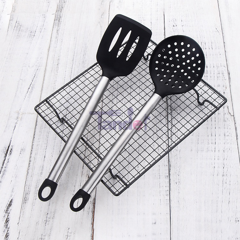 Verktyg för matlagning av rostfritt stål BPA Gratis icke-toxiskt kisel Turner Tongs Spatel Spoon Kitchen Gadget Utensil Set