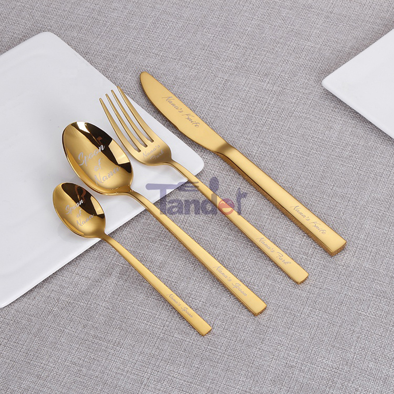 Egen laser din namnlogg text på Stainless Steel Cutlery Set Knife Fork Spoon