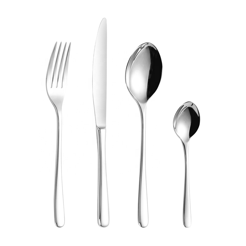Modern Silver Stainless Steel High Quality Silverware Återanvänd CutIery Wedding Flatbware Set