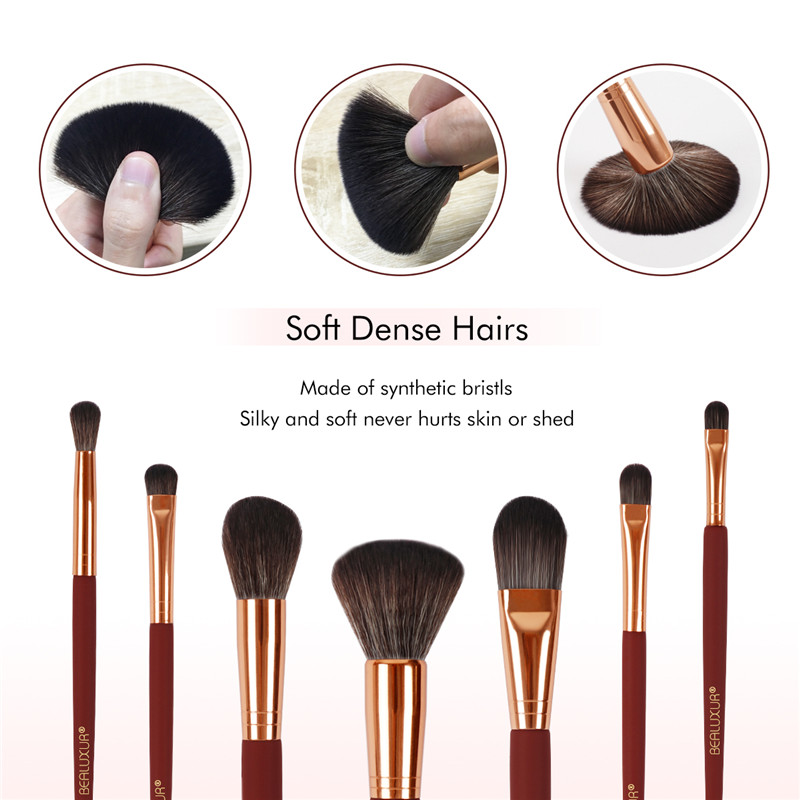 Makeupborsteset, premium syntetisk fiber Make Up Brush Kit Powder Foundation Blending Eyeliner Face Cosmetics Concealers Ögonskuggor Borstar Verktyg med PU Leather Travel Makeup Bag (10st)