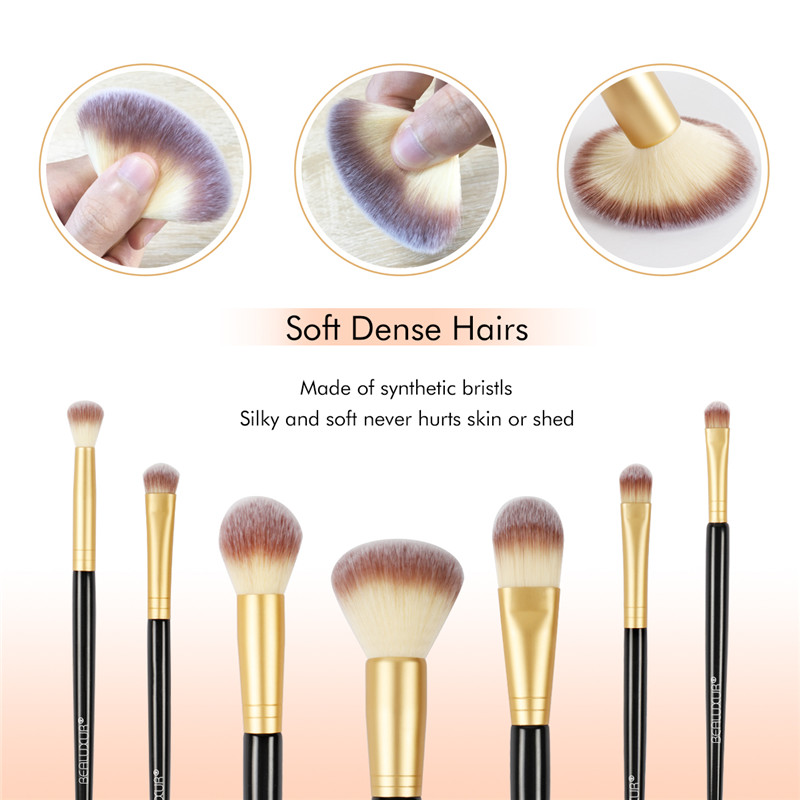 10 ST Makeup-borsteuppsättning, Premium Syntetfiber Make Up Brush Kit-borstar Verktyg med PU-läder resesminkväska