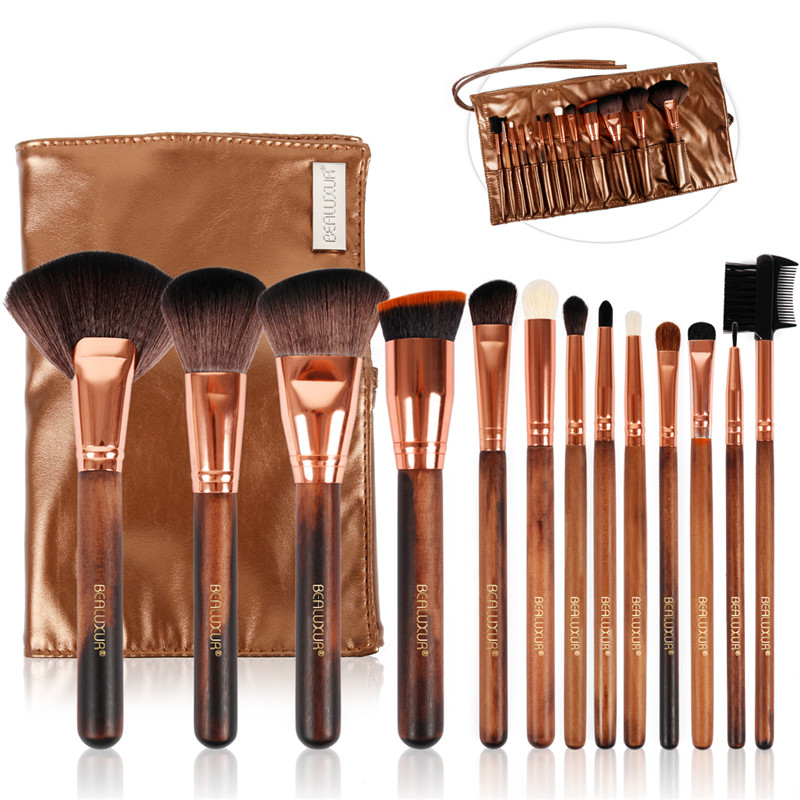 Makeup Brush Set, 13pcs Makeup Brushes Premium Synthetic Bristles Powder Foundation Blush Contour Concepelers Lip Eyeshaod Brush Kit 8230; (005 Woods handle)