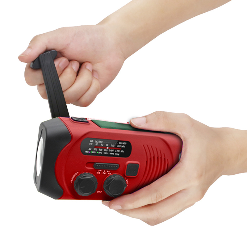 Emergency Solar Powered Weather Radio AM / FM / WB NOAA Hand Crank Radio med LED ficklampa, bärbar 2000mAh mobiltelefonladdare Power Bank med SOS Alarm