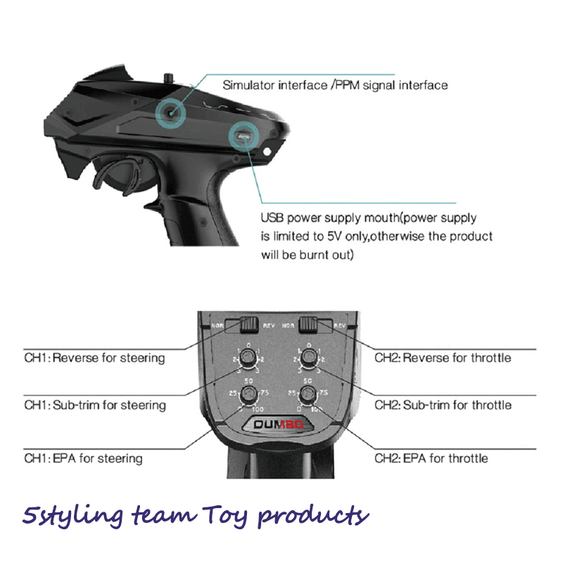 Liten flygande elefant X6 pistolstyrning 2.4G pistol fjärrkontroll 3456 kanal fordon tankmodell mottagare RC delar