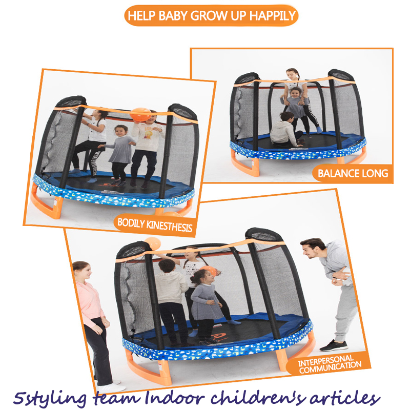 Amerikansk trampolinfamiljbarns inomhus barntrampolin utomhus med skyddsnät i stor skala trampolinhem