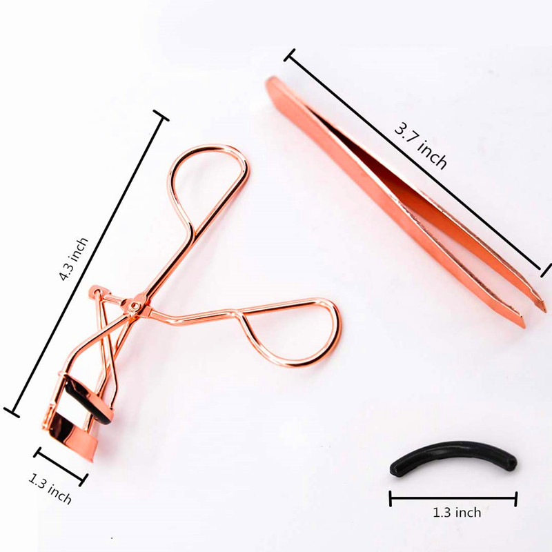 4-delar rostfritt stål ögonfrans Curler Rose Gold Eyelash Applicator ögonbryn pincett Set Makeup Använd verktygssats