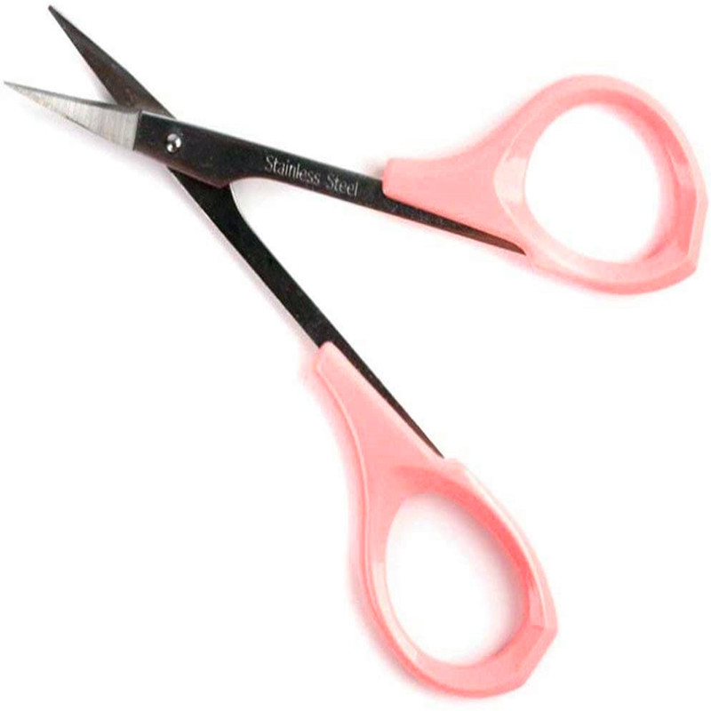 Ericotry rostfritt stål krökt ögonbryn sax hantverk ansikts hår sax ögonbryn trimmer spets spets pincett öron näsborr ögonbryn skägg mustasch trimning för män kvinnor rosa //// KURVAD BLAD FÖR