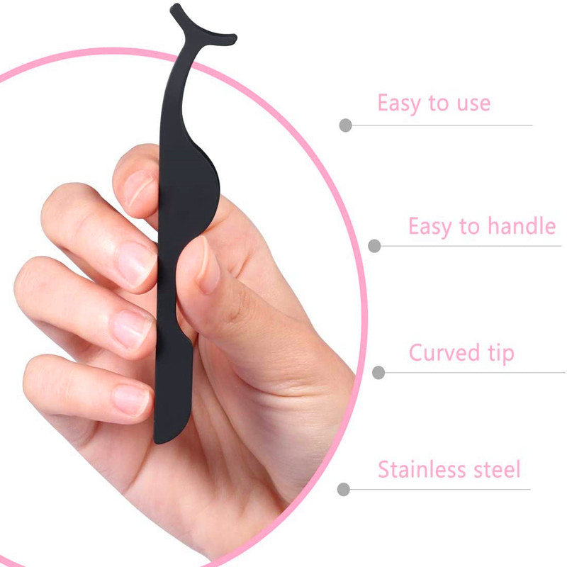 False ögonfransar Förlängning Applicator Rostfritt stål Pincett Remover Clip Pincett Nipper (svart)