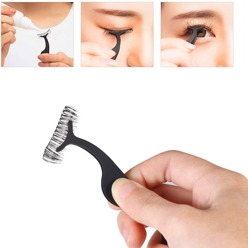 False ögonfransar Förlängning Applicator Rostfritt stål Pincett Remover Clip Pincett Nipper (svart)