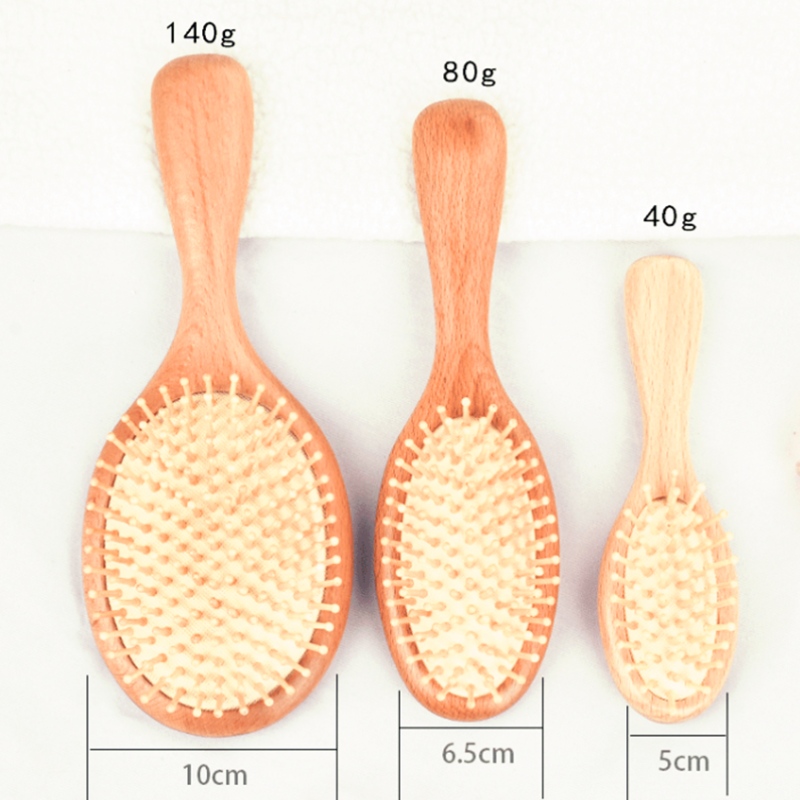 3 Brick Kam-kit Skalp massagekrockkudde med lockkammar antistatisk luftkuddemakeup av trä, anpassad efter kam