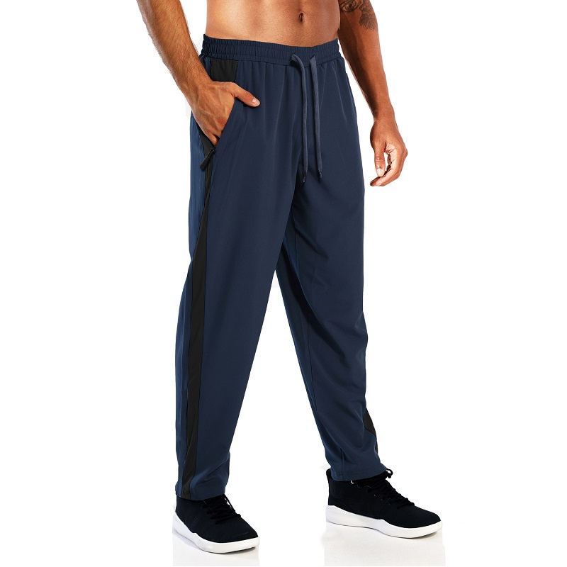 Tillverkare för att köra torr-snabb dragkedja Billiga män Pants Polyester Spandex Mens Gym Summer Trousers