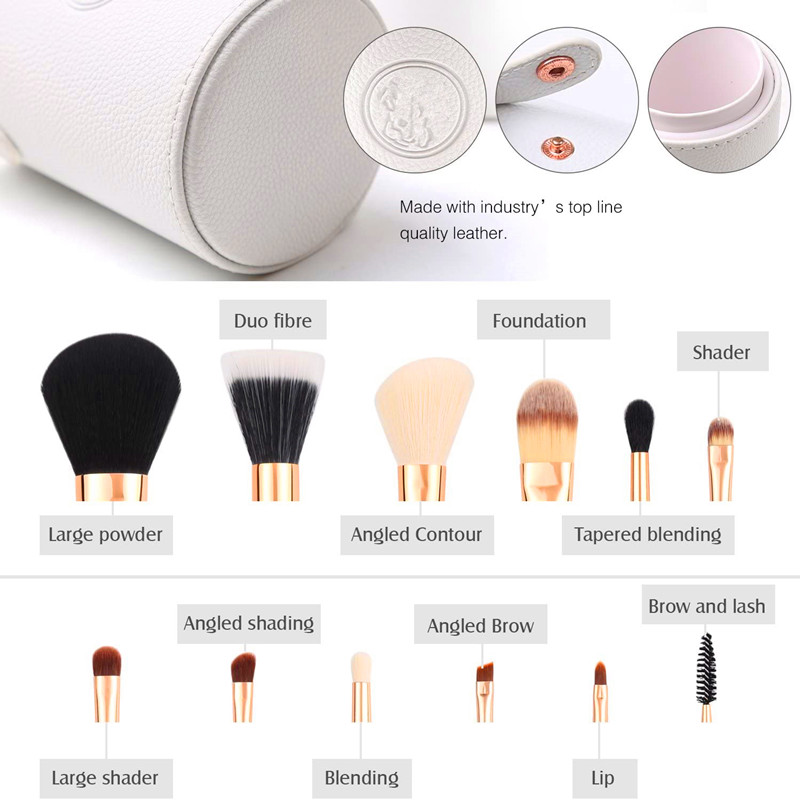 BEALUXUR Resemakeup Brush Set White 12pcs Makeup Brushes Premium Synthetic Hair Professional Foundation Powder Contour Blush Cosmetic Eye Brush Set Holder For Valentines Gifts