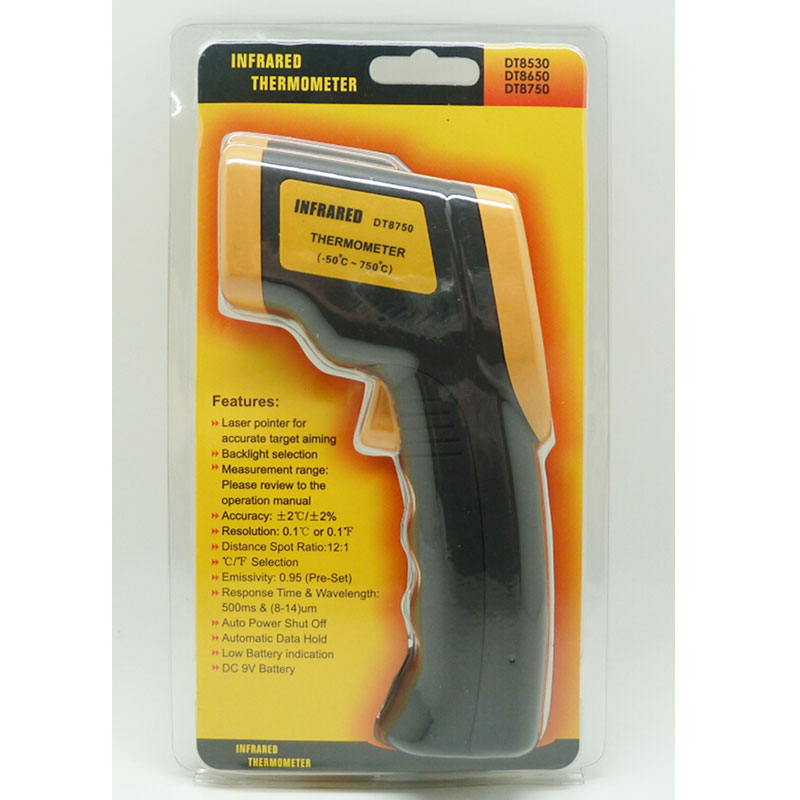 Digital pistol typ DT8530 -50-530 grader CE-godkänd IR Infraröd termometer Icke-kontakt Infraröd termometer Industriell termometer