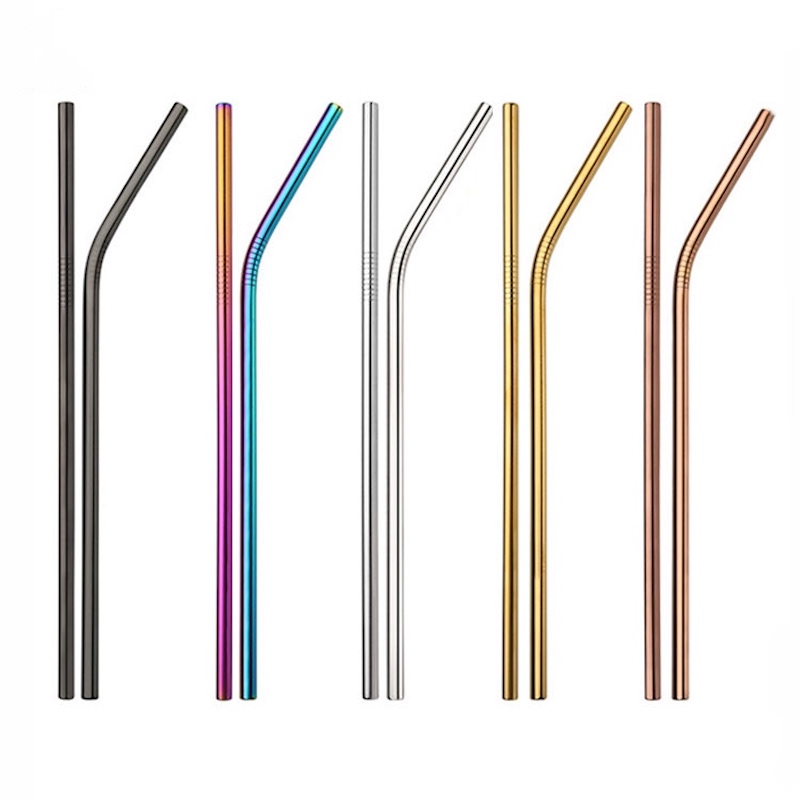 Med rengöringsborste 304 perfekt återanvändbar drickstråmetall 4 Pack 12 cm rostfritt stål dricker sugrör