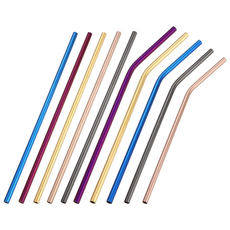 Med rengöringsborste 304 perfekt återanvändbar drickstråmetall 4 Pack 12 cm rostfritt stål dricker sugrör