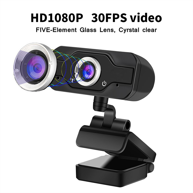 HD 1080P Webcam PC Laptop Web Camera, 110 176; Wide-Angle med USB-2.0 Video Recordider Live Broadcast Camera Build-in Microsphone