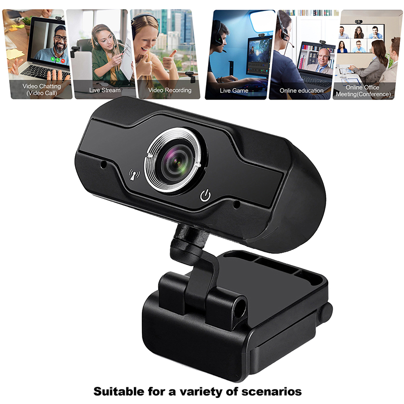 HD 1080P Webcam PC Laptop Web Camera, 110 176; Wide-Angle med USB-2.0 Video Recordider Live Broadcast Camera Build-in Microsphone