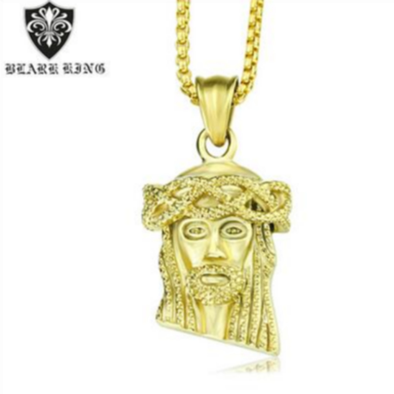 Retro smycke europeisk och amerikansk retro personlighet Jesus porträtt av rostfritt stål 18K Gold Man\\\\\\\
