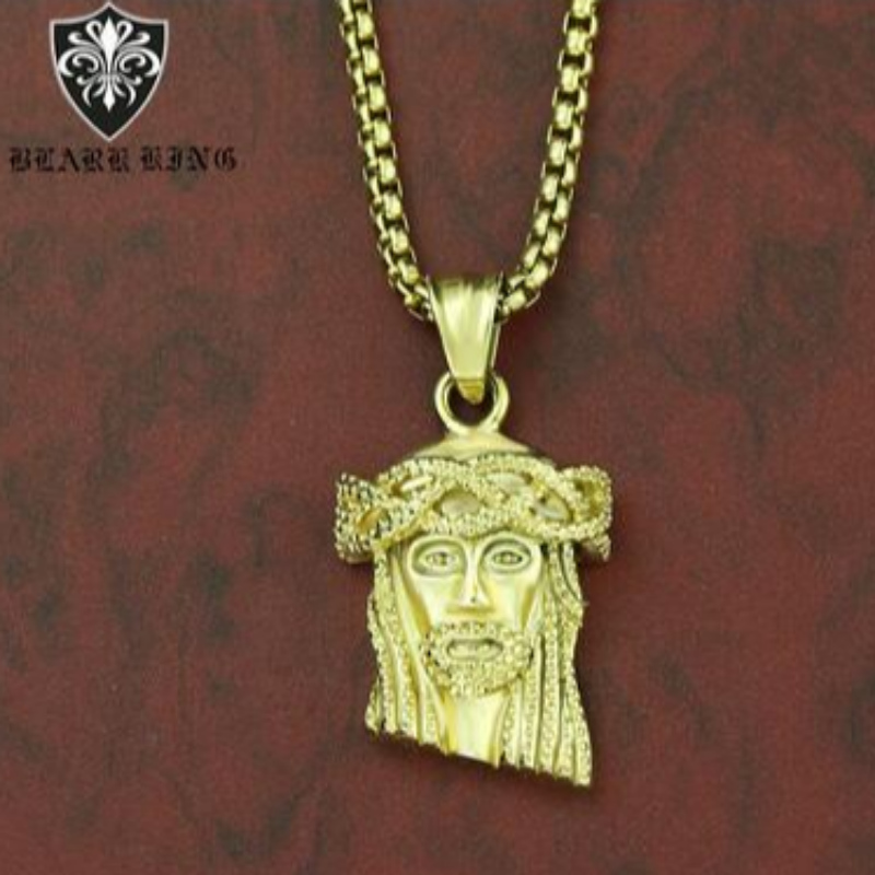 Retro smycke europeisk och amerikansk retro personlighet Jesus porträtt av rostfritt stål 18K Gold Man\\\\\\\