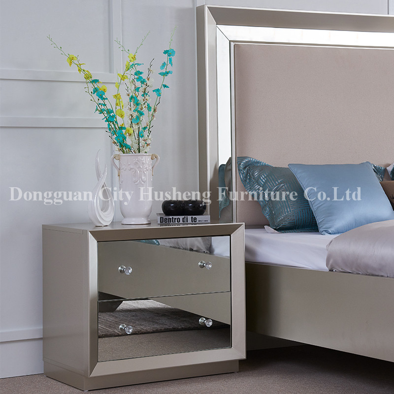 Hög kvalitet Mordern Fashion Style King Size Lyxy Bed Grey Bedroom Furniture